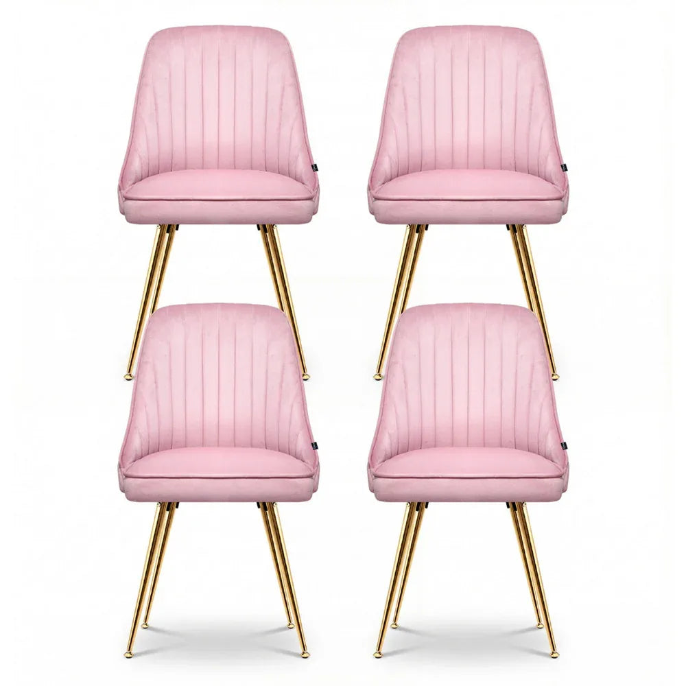 Artiss Dining Chairs Set of 4 Velvet Channel Tufted Pink - Mekamart Australia