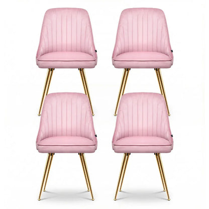 Artiss Dining Chairs Set of 4 Velvet Channel Tufted Pink - Mekamart Australia