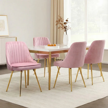 Artiss Dining Chairs Set of 4 Velvet Channel Tufted Pink - Mekamart Australia