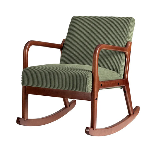 Artiss Rocking Armchair Nursing Chair Corduroy Green - Mekamart Australia