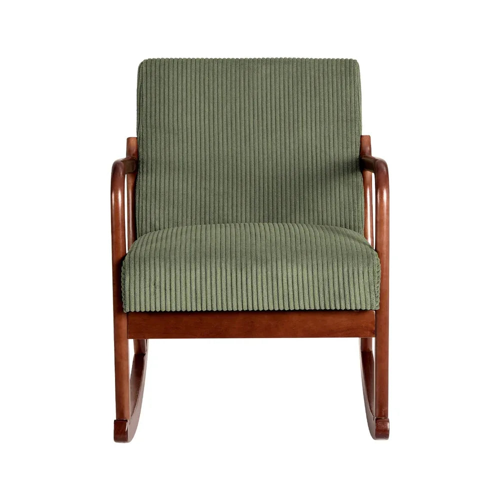 Artiss Rocking Armchair Nursing Chair Corduroy Green - Mekamart Australia