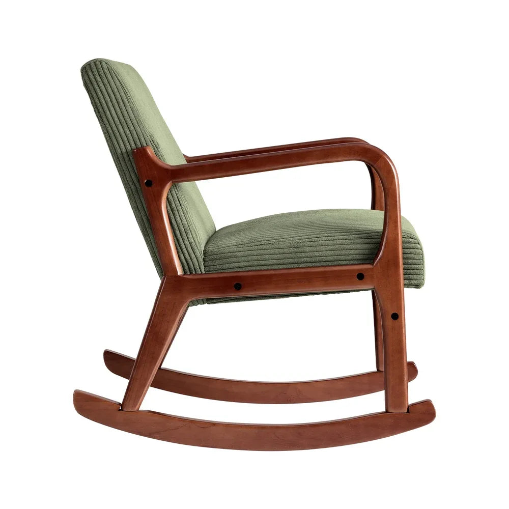 Artiss Rocking Armchair Nursing Chair Corduroy Green - Mekamart Australia