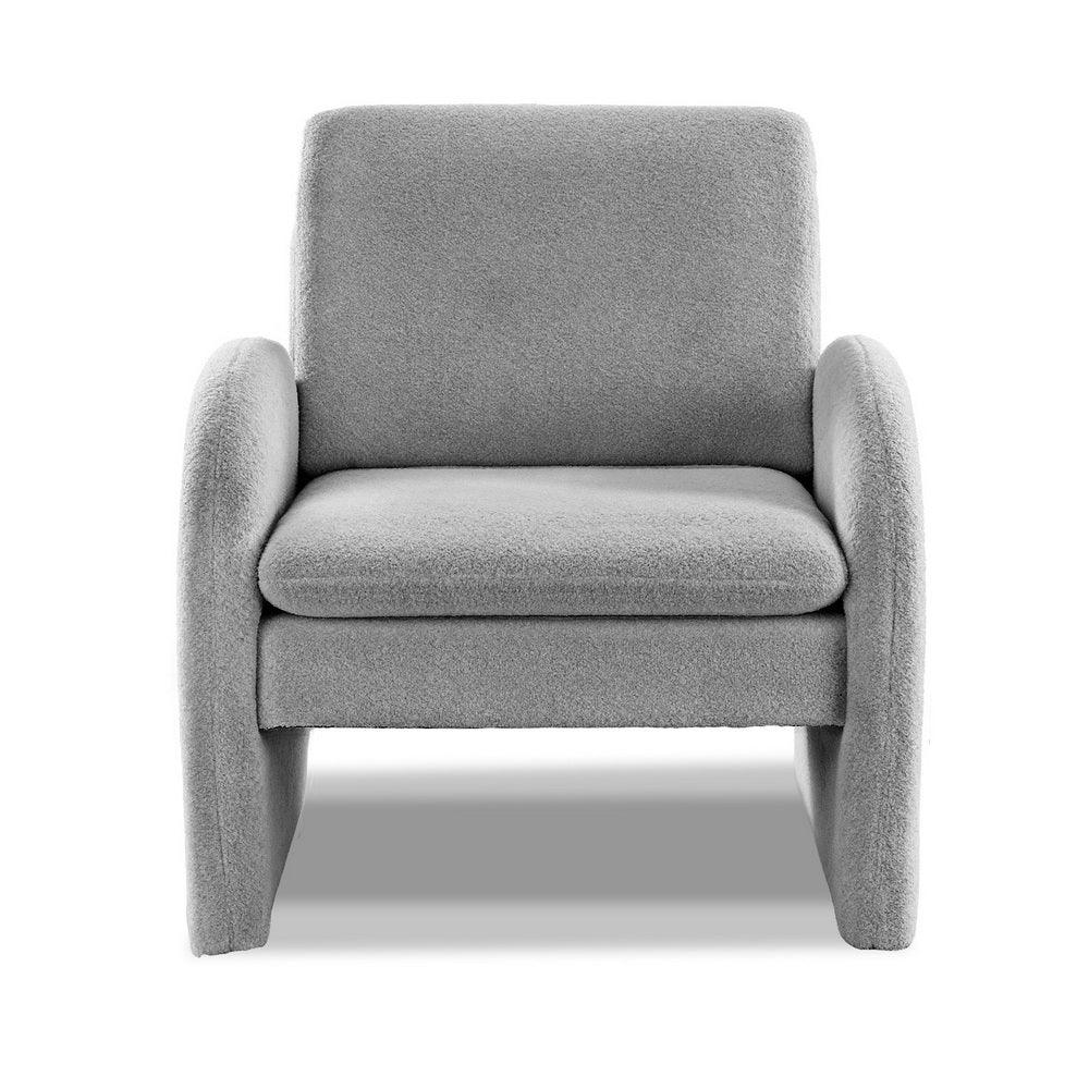Artiss Armchair Accent Chair Lounge Tub Sofa Couch Curved Arm Seat Boucle Grey - Mekamart Australia