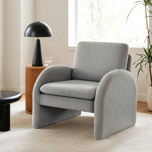 Artiss Armchair Accent Chair Lounge Tub Sofa Couch Curved Arm Seat Boucle Grey - Mekamart Australia