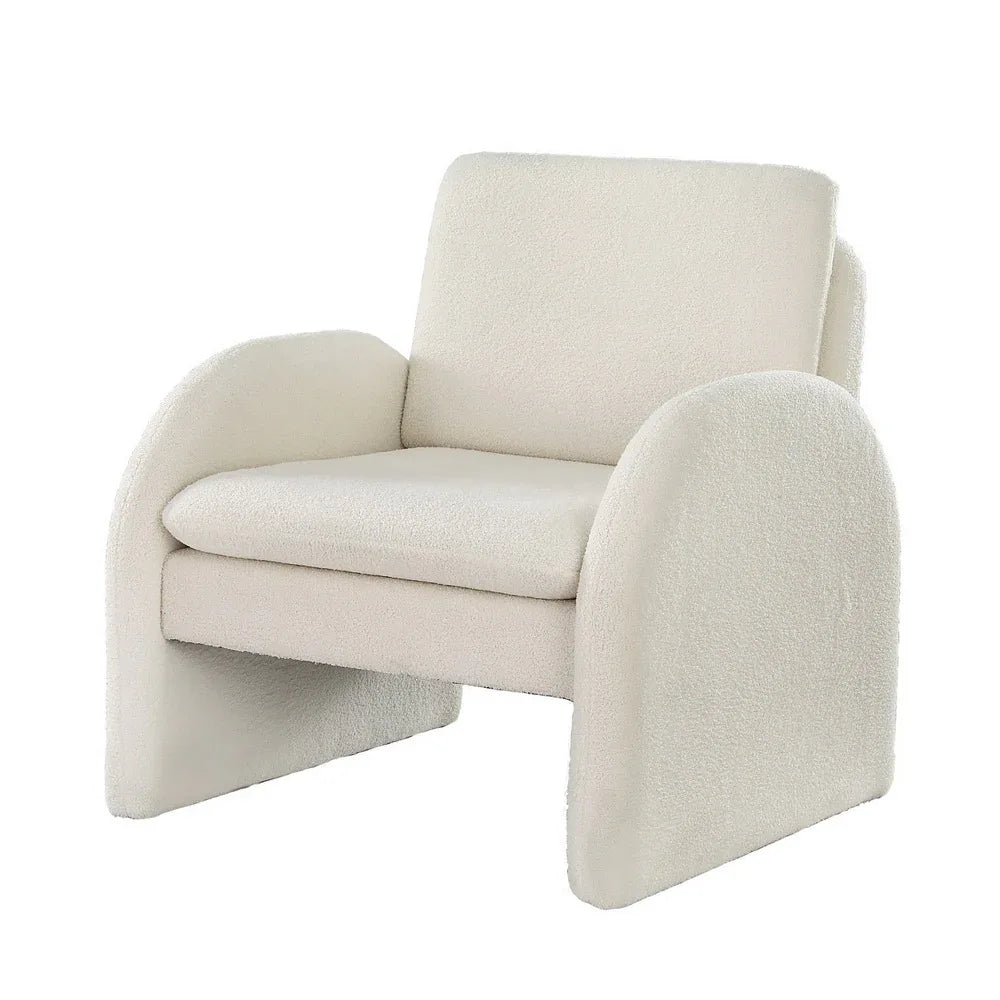 Artiss Armchair Accent Chair Lounge Tub Sofa Couch Curved Arm Seat Boucle White - Mekamart Australia