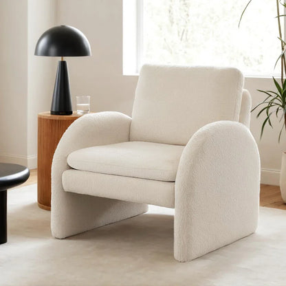 Artiss Armchair Accent Chair Lounge Tub Sofa Couch Curved Arm Seat Boucle White - Mekamart Australia