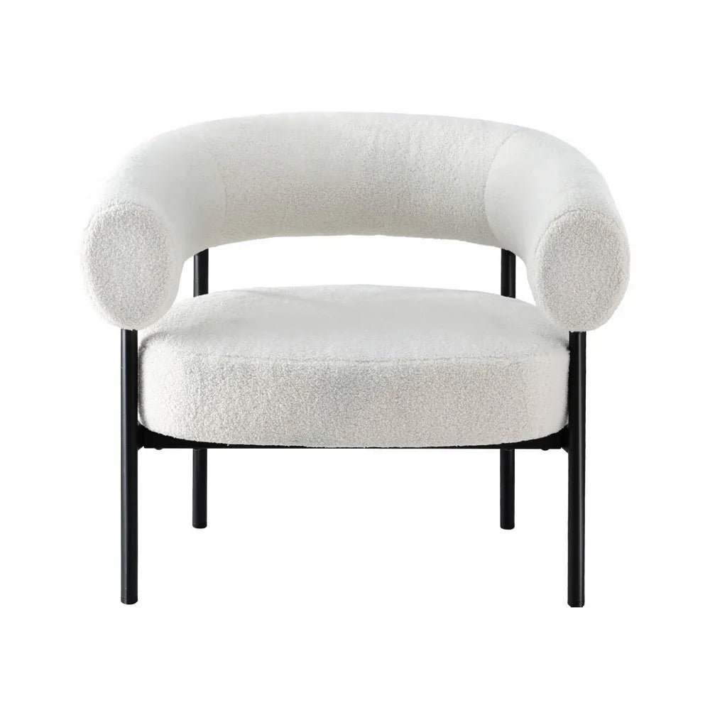 Artiss Armchair Accent Chair Curved Boucle White - Mekamart Australia