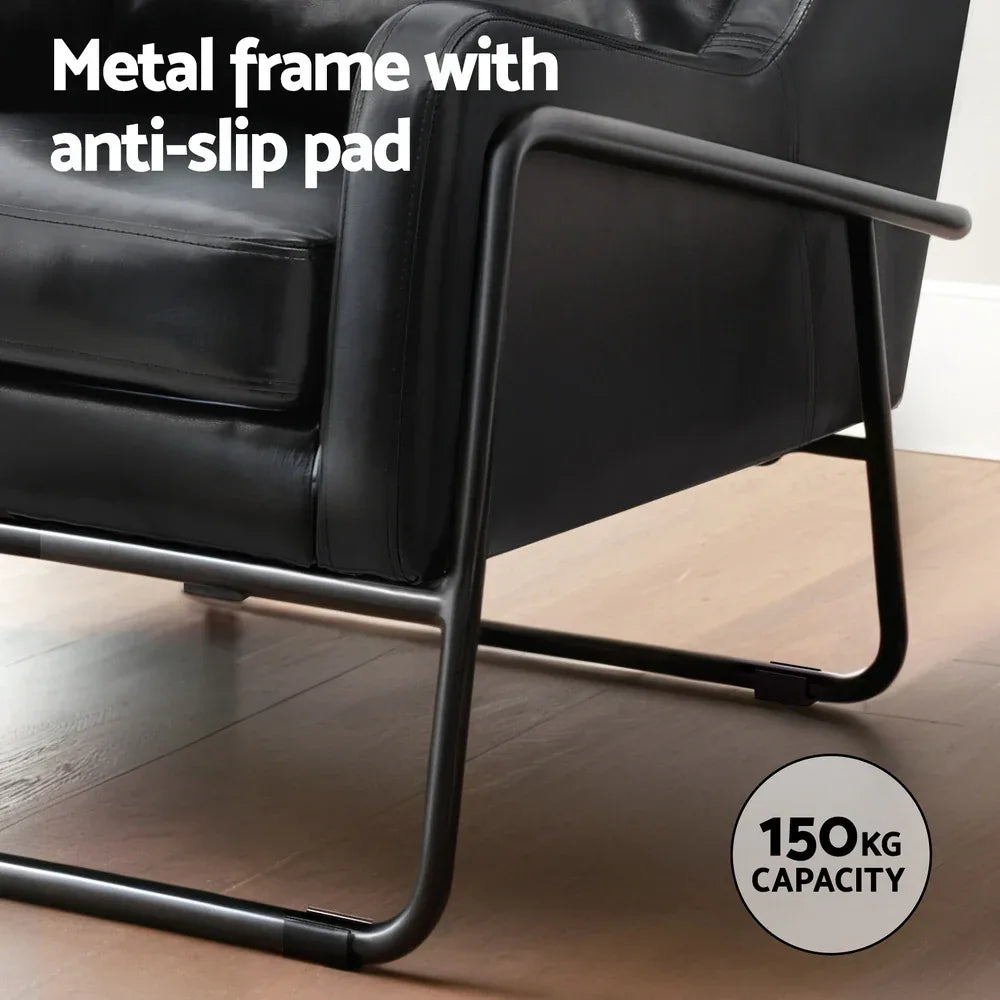 Artiss Armchair Accent Chair PU Leather Wingback Black - Mekamart Australia