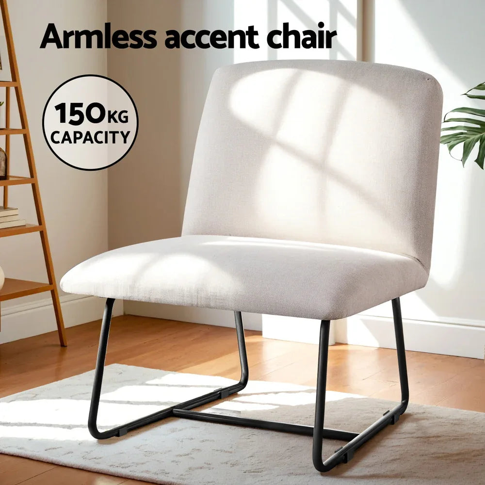 Artiss Accent Chair Armchair Cross Leg Beige - Mekamart Australia