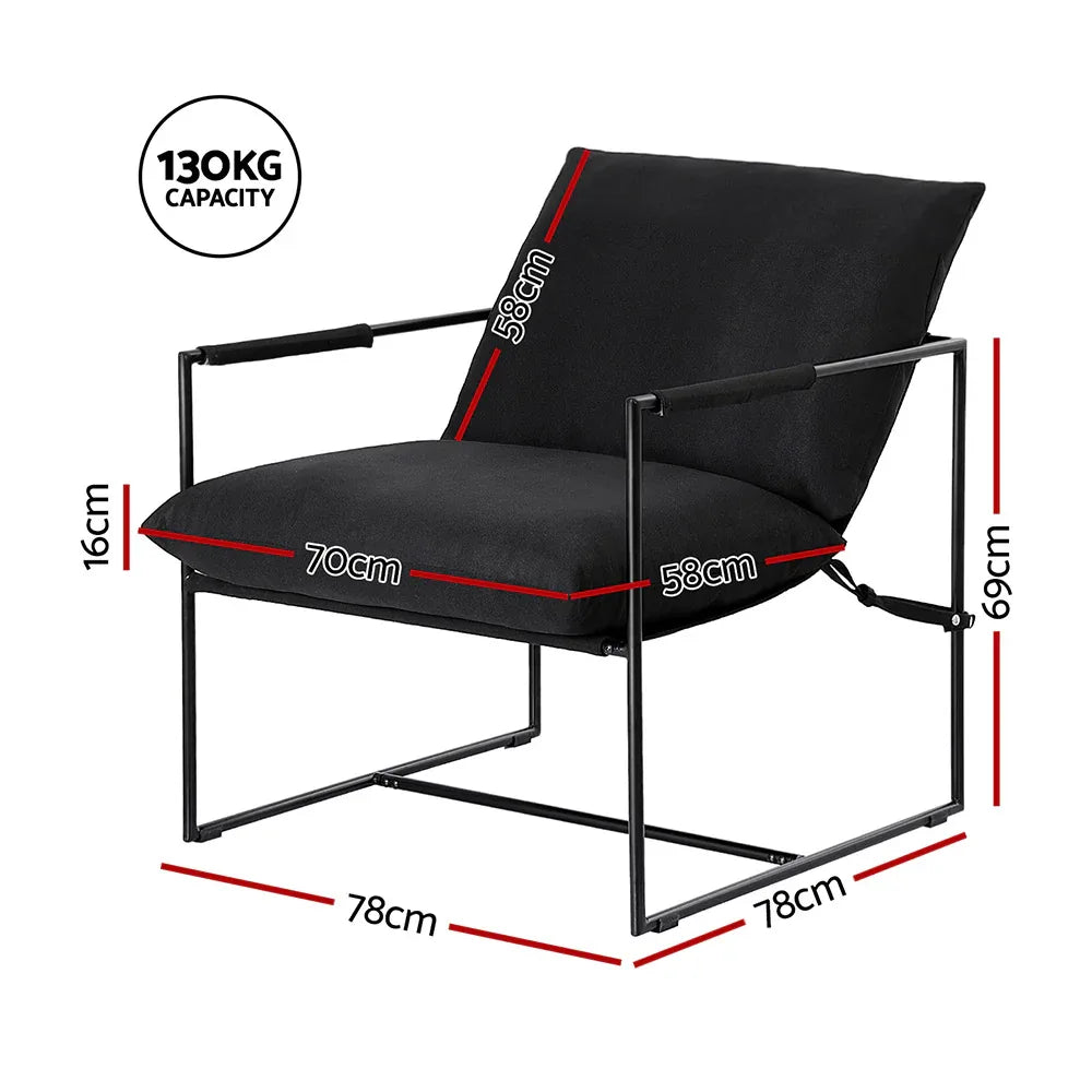Artiss Armchair Lounge Chair Sling Black - Mekamart Australia