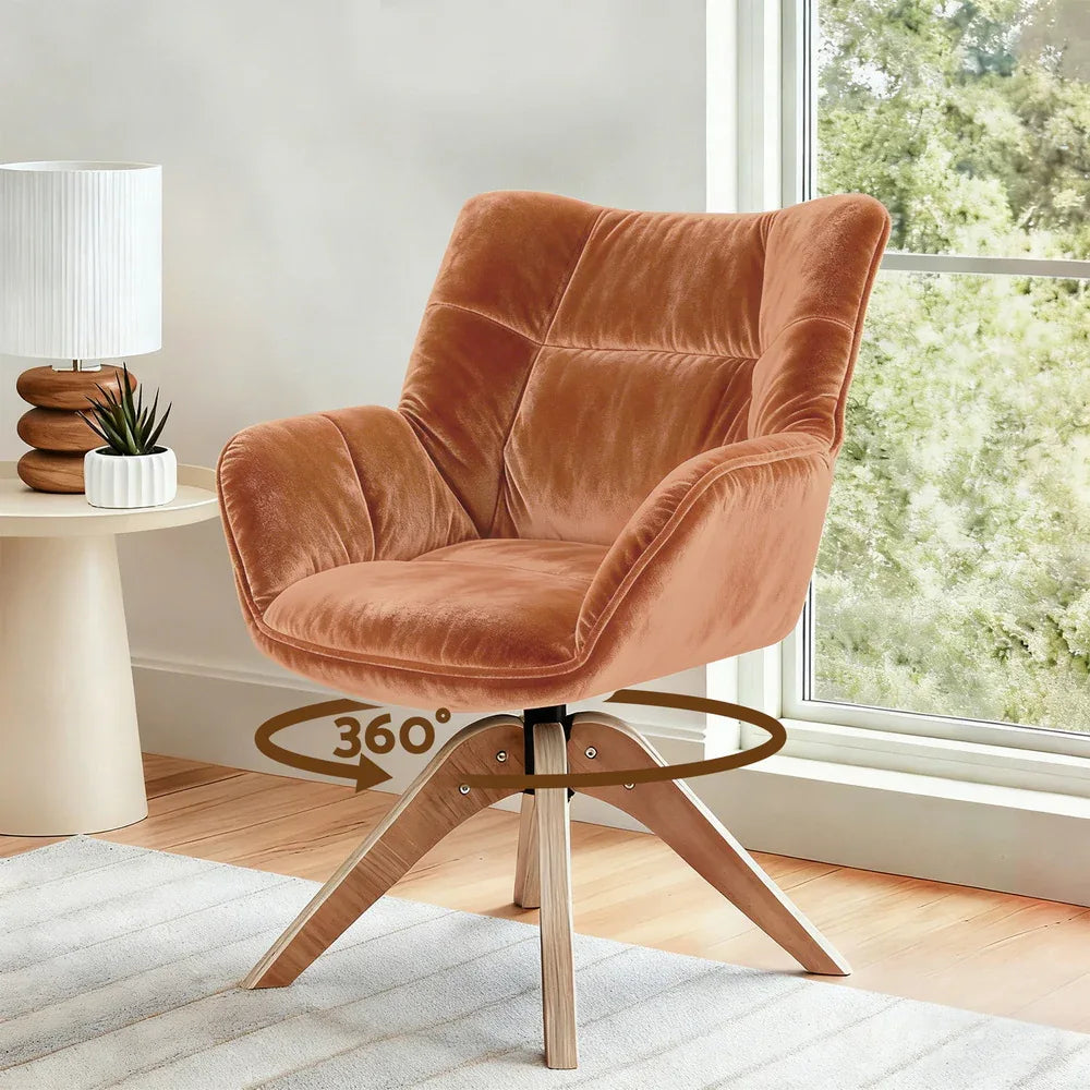 Artiss Swivel Chair Armchair Nursing Velvet Brown - Mekamart Australia