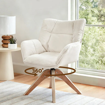 Artiss Swivel Chair Armchair Nursing Velvet White - Mekamart Australia