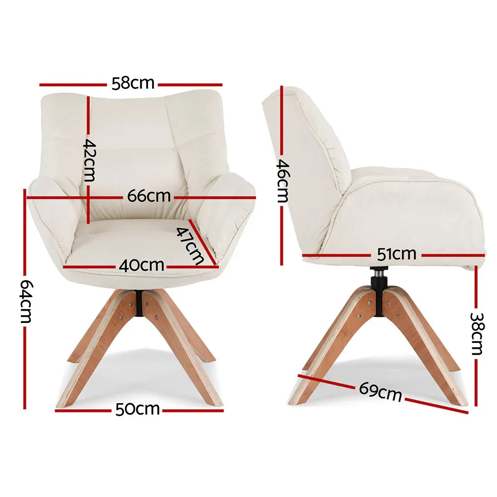 Artiss Swivel Chair Armchair Nursing Velvet White - Mekamart Australia