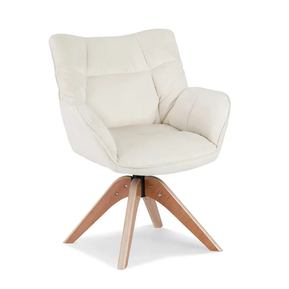 Artiss Swivel Chair Armchair Nursing Velvet White - Mekamart Australia