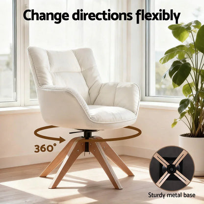 Artiss Swivel Chair Armchair Nursing Velvet White - Mekamart Australia