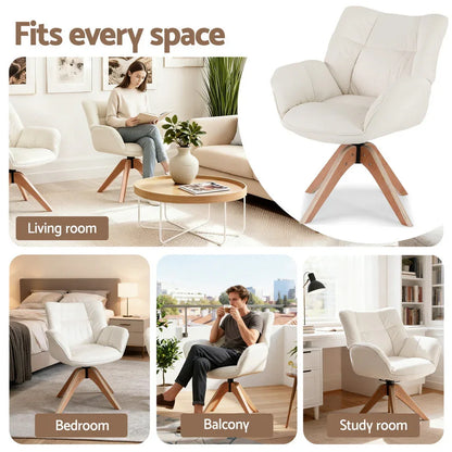 Artiss Swivel Chair Armchair Nursing Velvet White - Mekamart Australia