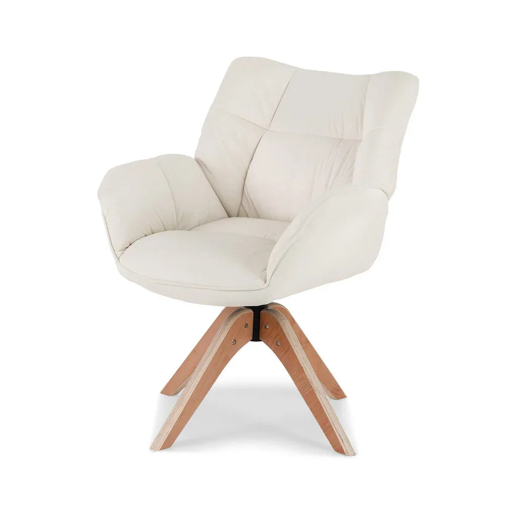 Artiss Swivel Chair Armchair Nursing Velvet White - Mekamart Australia