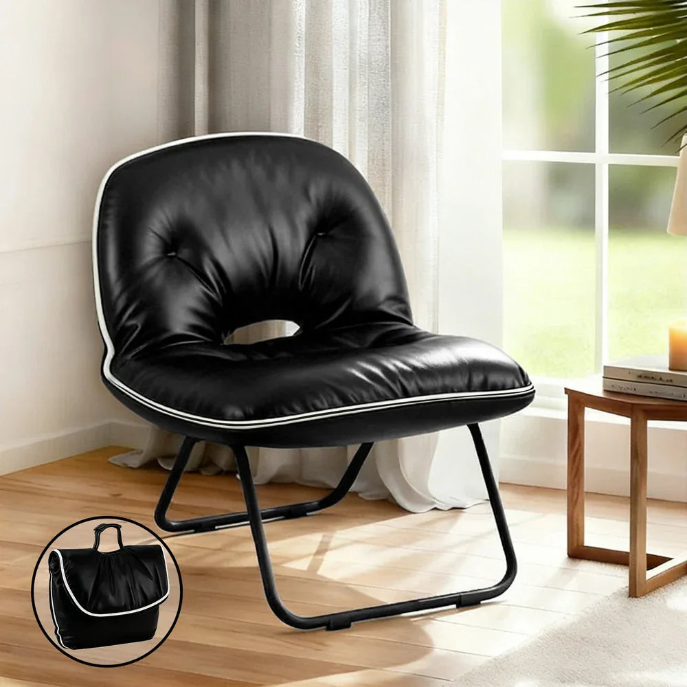 Artiss Foldable Chair 2-In-1 Armchair Lounge Chair Portable Black - Mekamart Australia