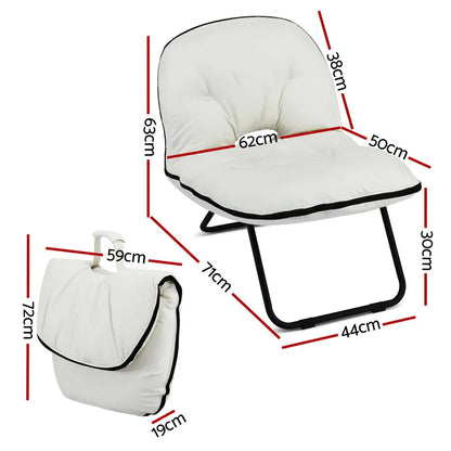 Artiss Foldable Chair 2-In-1 Armchair Lounge Chair Portable White - Mekamart Australia