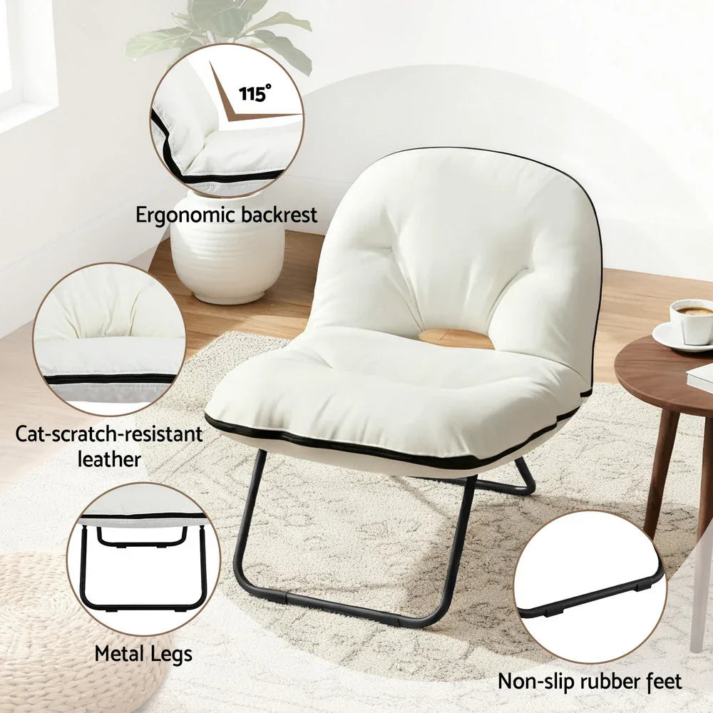Artiss Foldable Chair 2-In-1 Armchair Lounge Chair Portable White - Mekamart Australia