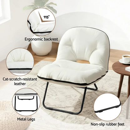 Artiss Foldable Chair 2-In-1 Armchair Lounge Chair Portable White - Mekamart Australia