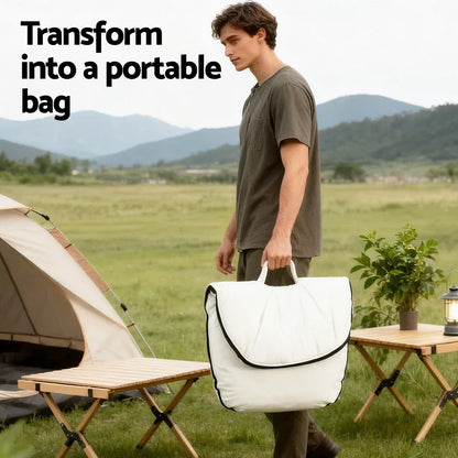 Artiss Foldable Chair 2-In-1 Armchair Lounge Chair Portable White - Mekamart Australia