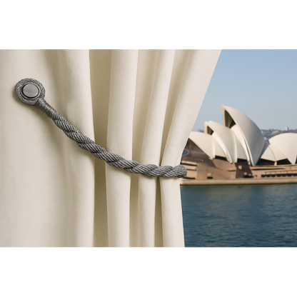 Magnetic weaved rope tieback Grey