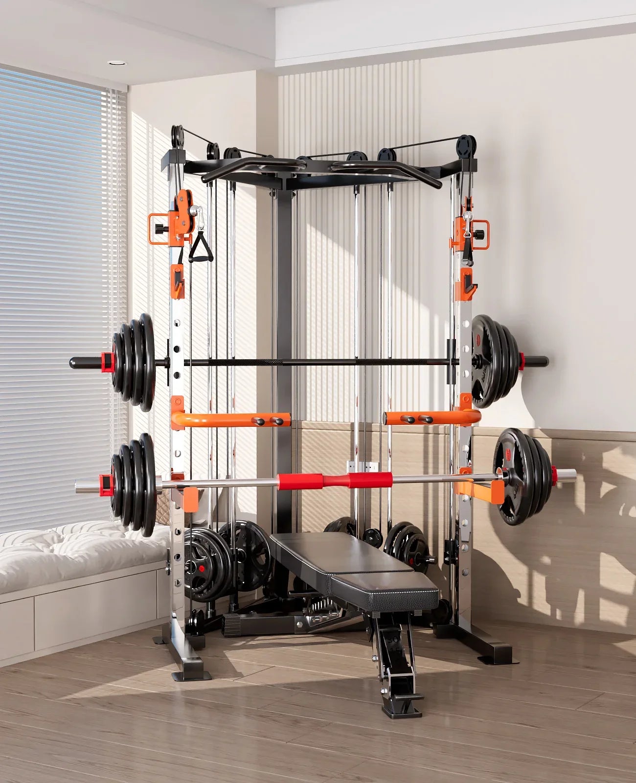 SmartFit C3 Max multi functional trainer smith machine with 130kgs pin loaded weights Machine with attachment - Mekamart Australia