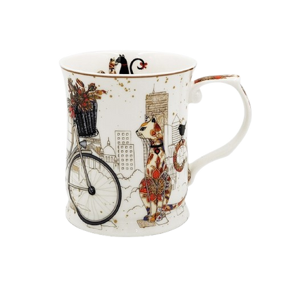 Cat Couple Mugs – Set of 2 (415ml) | Fine Bone China with Embossed Detailing & Gift Packaging