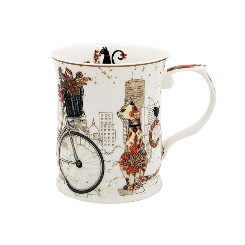 Cat Couple Mugs – Set of 2 (415ml) | Fine Bone China with Embossed Detailing & Gift Packaging