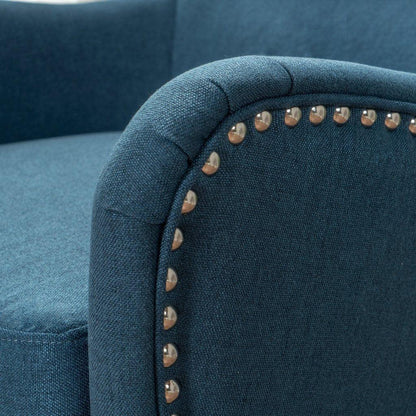 Vintage Dark Blue Fabric High Back Padded Armchair - Mekamart Australia