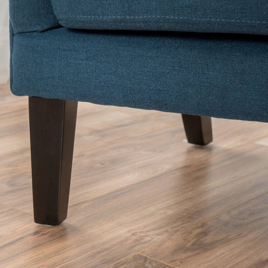Vintage Dark Blue Fabric High Back Padded Armchair - Mekamart Australia