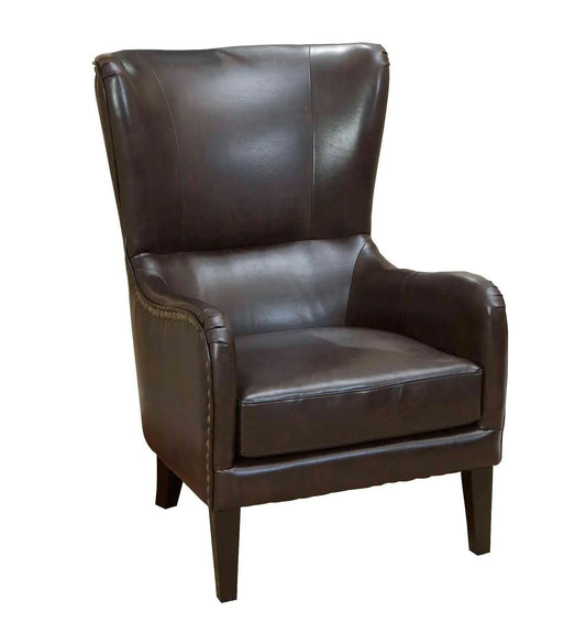 Vintage Brown Bonded Leather High Back Armchair - Mekamart Australia
