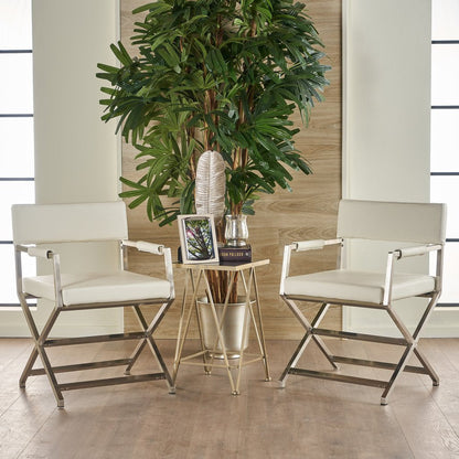 Rocklin Steel & Bonded Leather Director chair Armchair in White