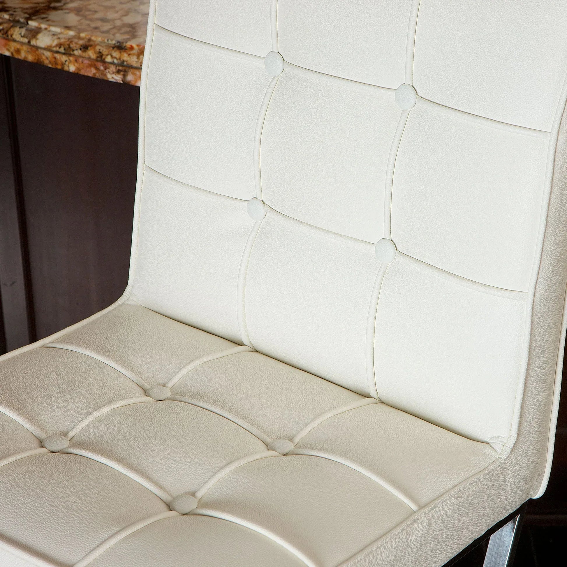 Pandora Bonded Leather & Steel Bar Stool in White - Mekamart Australia