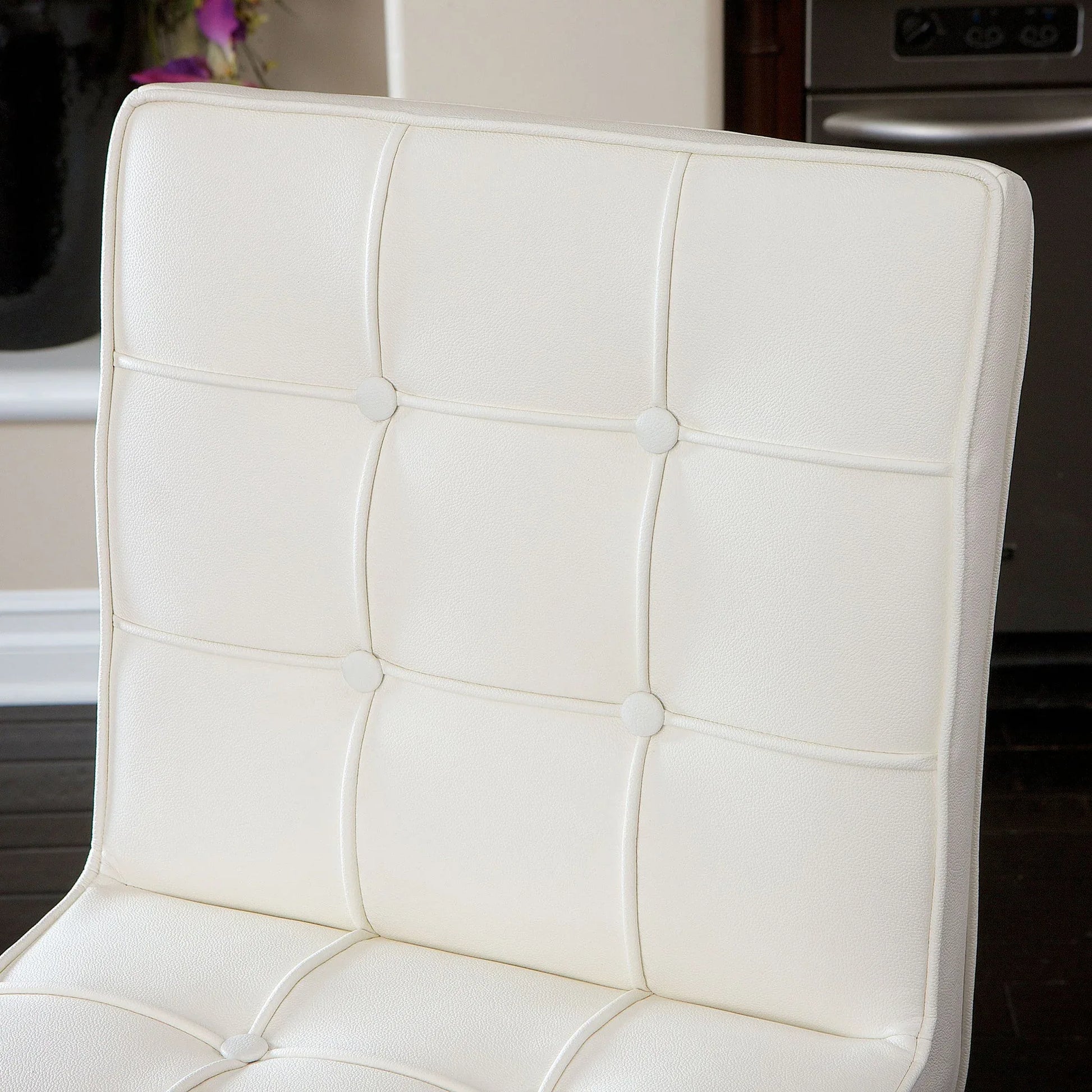 Pandora Bonded Leather & Steel Bar Stool in White - Mekamart Australia