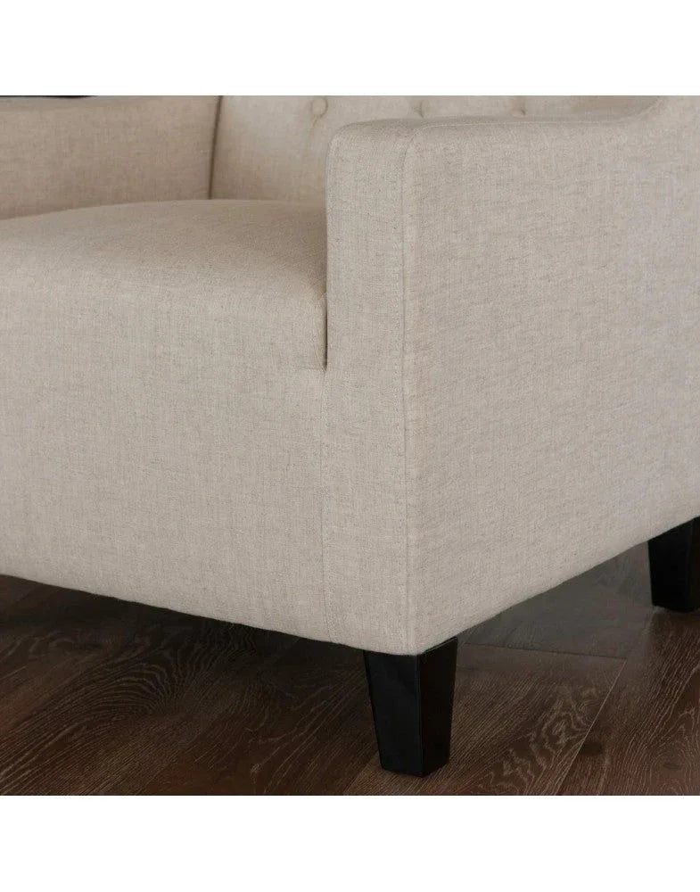 Canberra Fabric Armchair & Ottoman in Begie Linen - Mekamart Australia