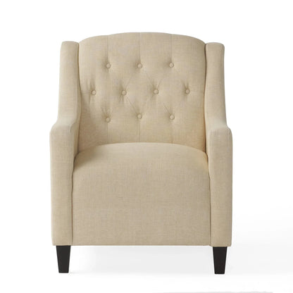 Canberra Fabric Armchair & Ottoman in Begie Linen - Mekamart Australia