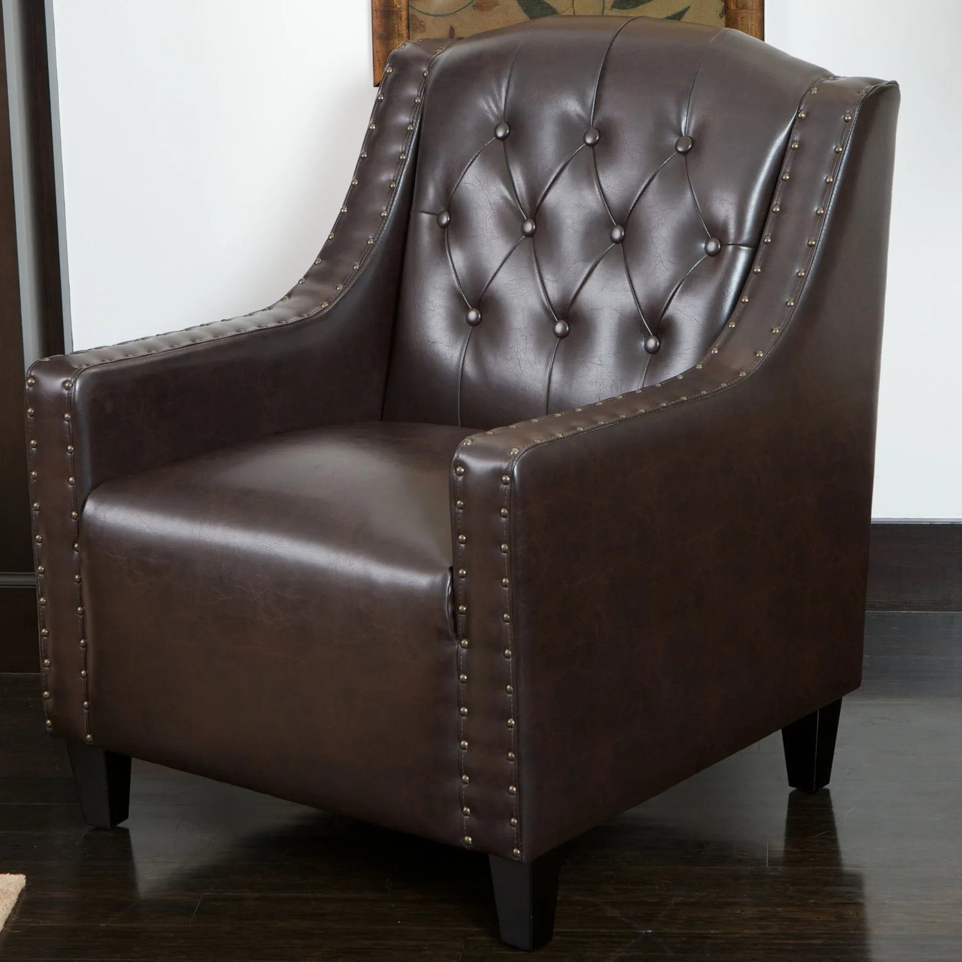 Coogee Bonded Leather Armchair & Ottoman in Brown - Mekamart Australia