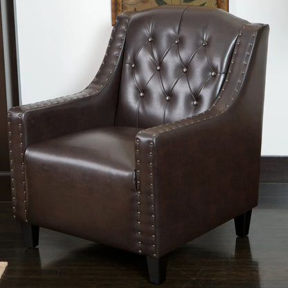 Coogee Bonded Leather Armchair & Ottoman in Brown - Mekamart Australia