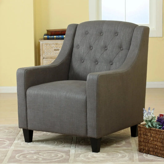 Canberra Fabric Armchair & Ottoman in Grey Linen - Mekamart Australia