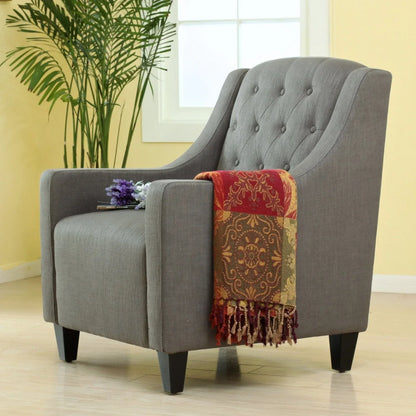 Canberra Fabric Armchair & Ottoman in Grey Linen - Mekamart Australia