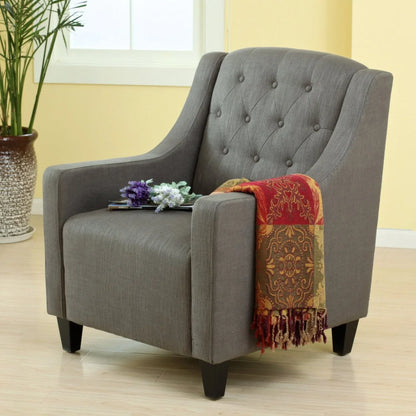 Canberra Fabric Armchair & Ottoman in Grey Linen - Mekamart Australia