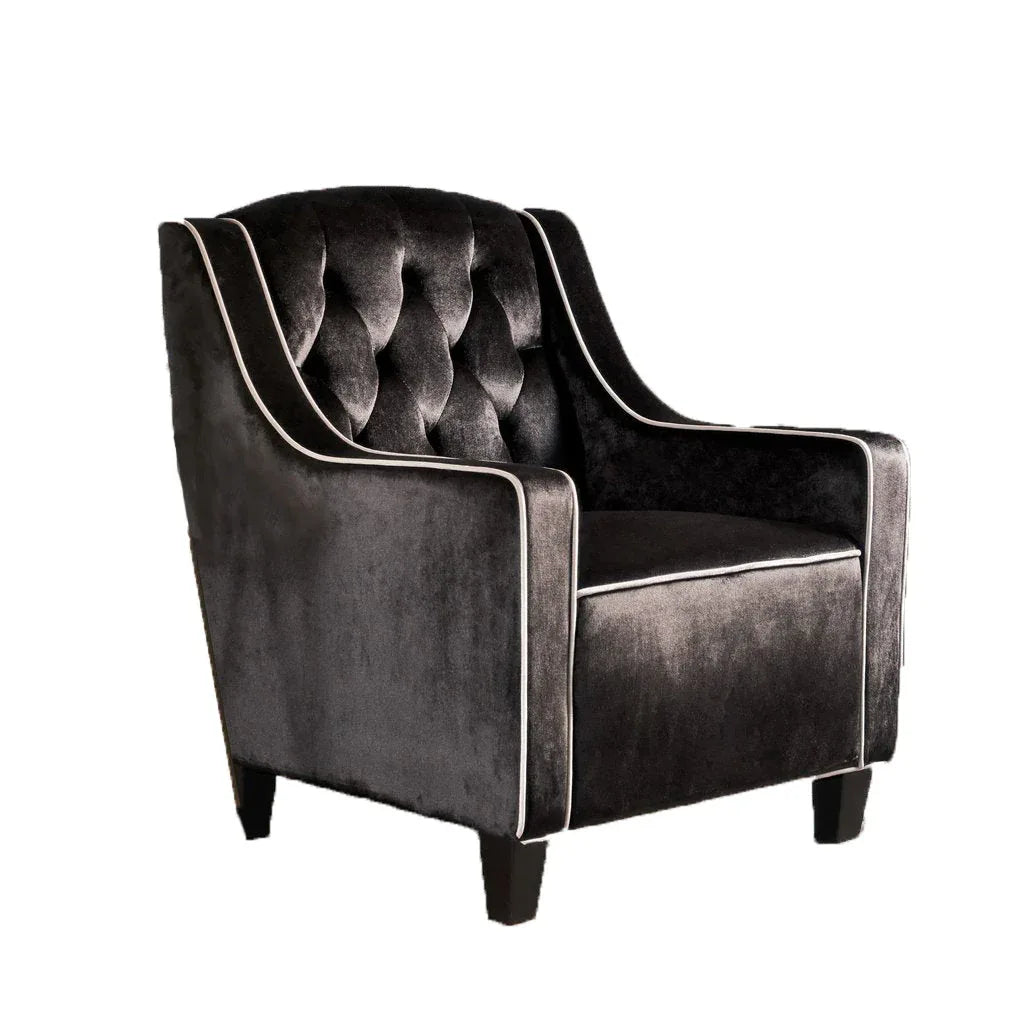 Lara Two Tone Tufted Black New Velvet Club Armchair - Mekamart Australia