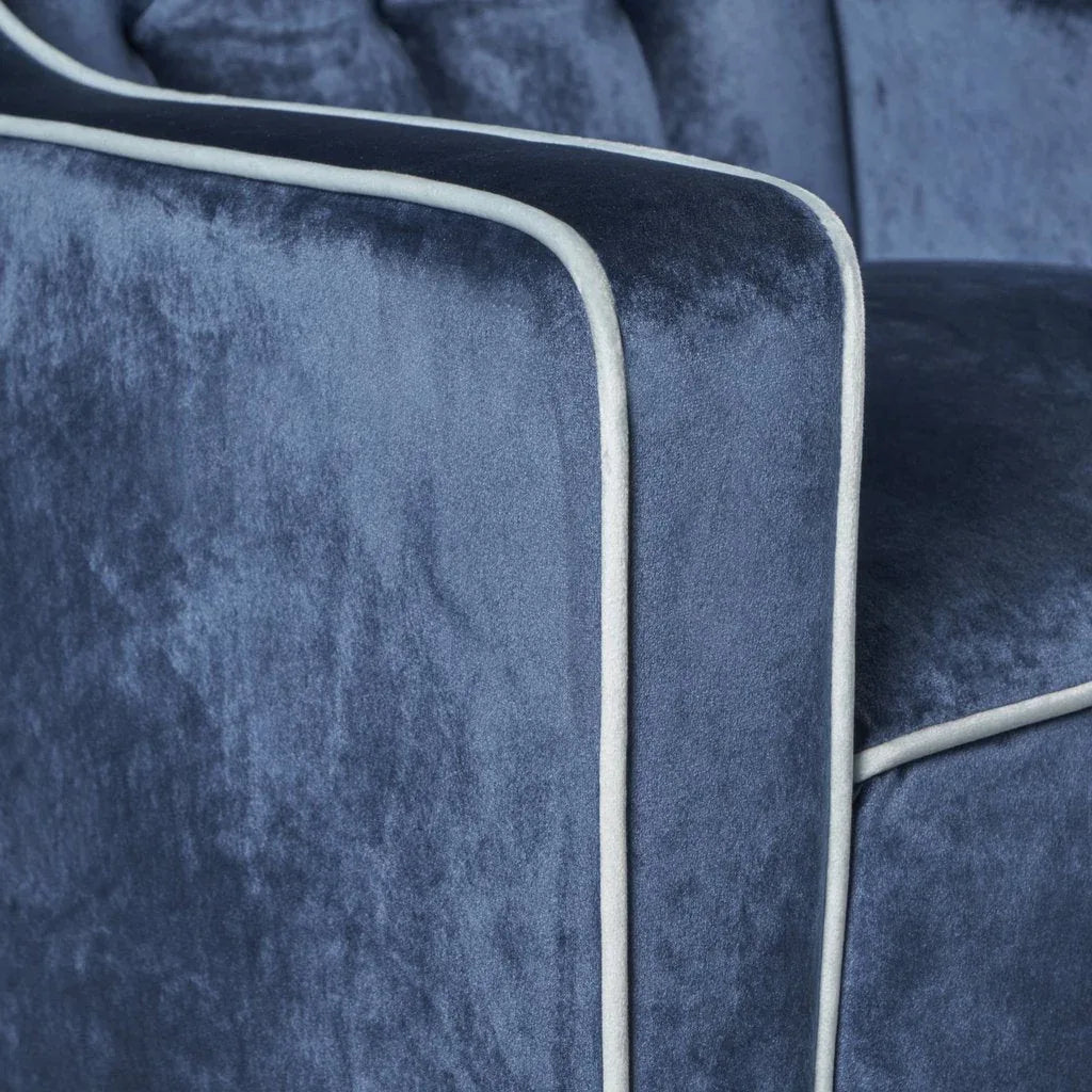 Lara Two Tone Tufted Cobalt New Velvet Club Armchair - Mekamart Australia