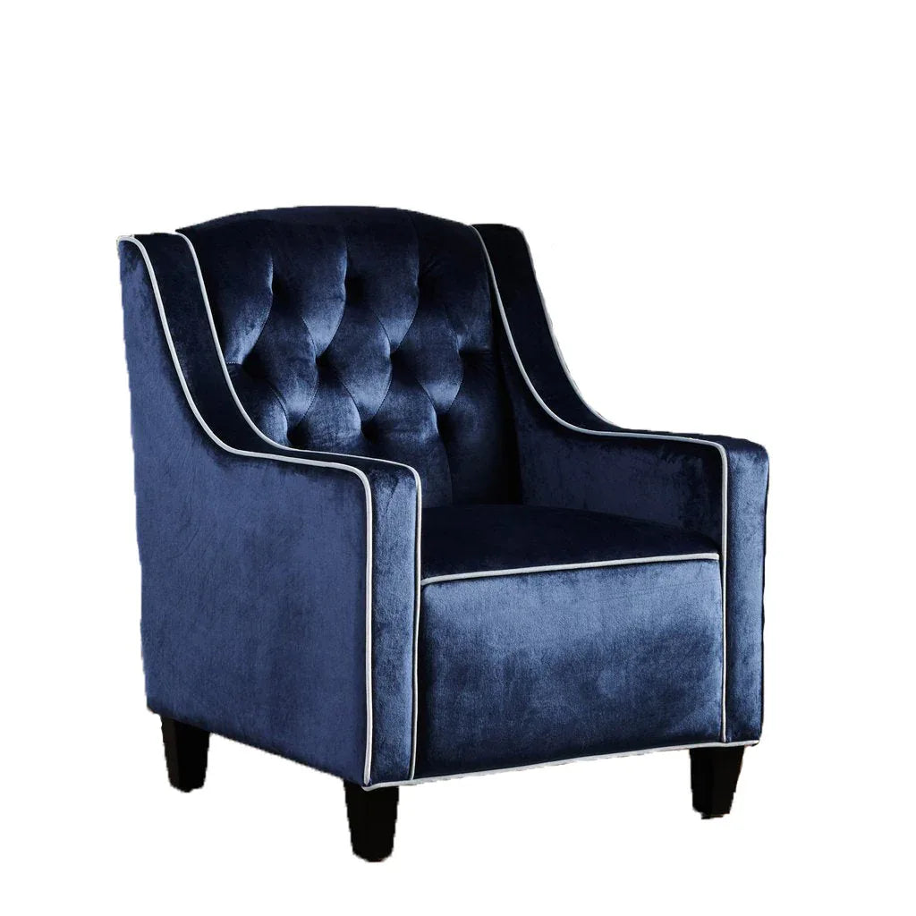 Lara Two Tone Tufted Cobalt New Velvet Club Armchair - Mekamart Australia