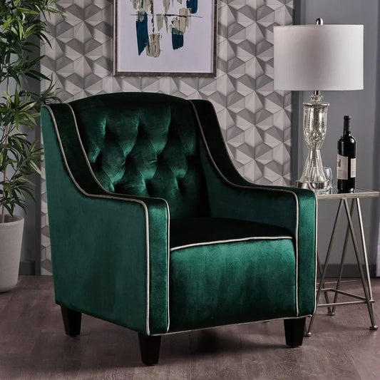 Lara Two Tone Tufted Emerald New Velvet Club Armchair - Mekamart Australia