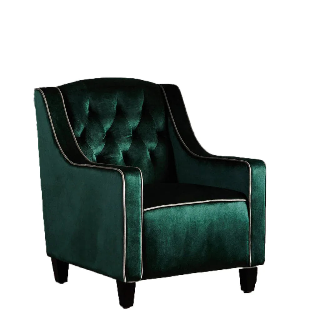 Lara Two Tone Tufted Emerald New Velvet Club Armchair - Mekamart Australia