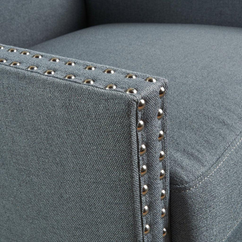 Cecilia Classic Studded Light Grey Wingback Club Armchair - Mekamart Australia