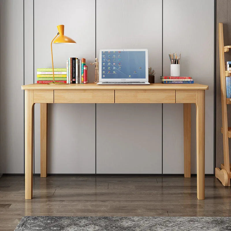 Mitch Solid Wood Study Desk /Rubberwood/Minimal Assembly/Natural Wood Colour - Mekamart Australia